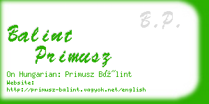 balint primusz business card